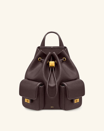 Zaino utility con coulisse effetto martellato Avery – Marrone scuro