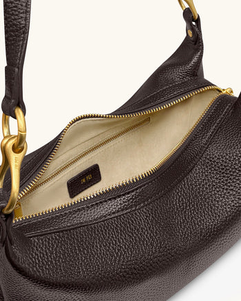 Selia Borsa a tracolla in pelle martellata - Marrone scuro