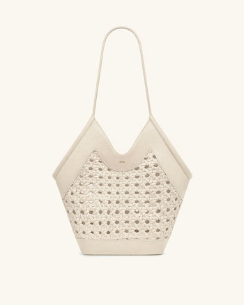 Maribel Borsa tote con pannelli intrecciati - Avorio