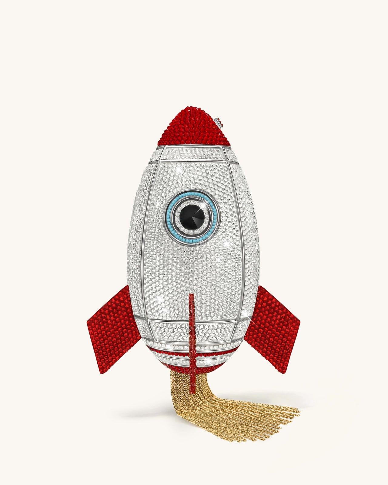 Rocket Forma Pochette Finto Cristallo - Argento