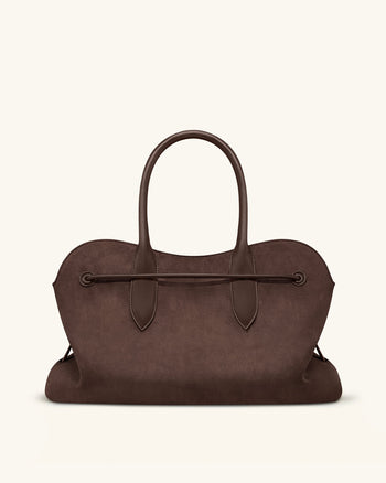 Adele Grande Tote Bag con Nodo in Corda Metallica - Marrone Moka