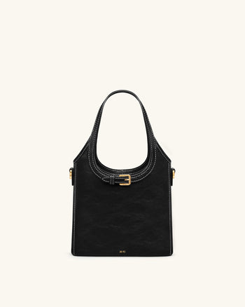 Brooke Mini Borsa a Mano Cinturata e Impreziosita - Nero