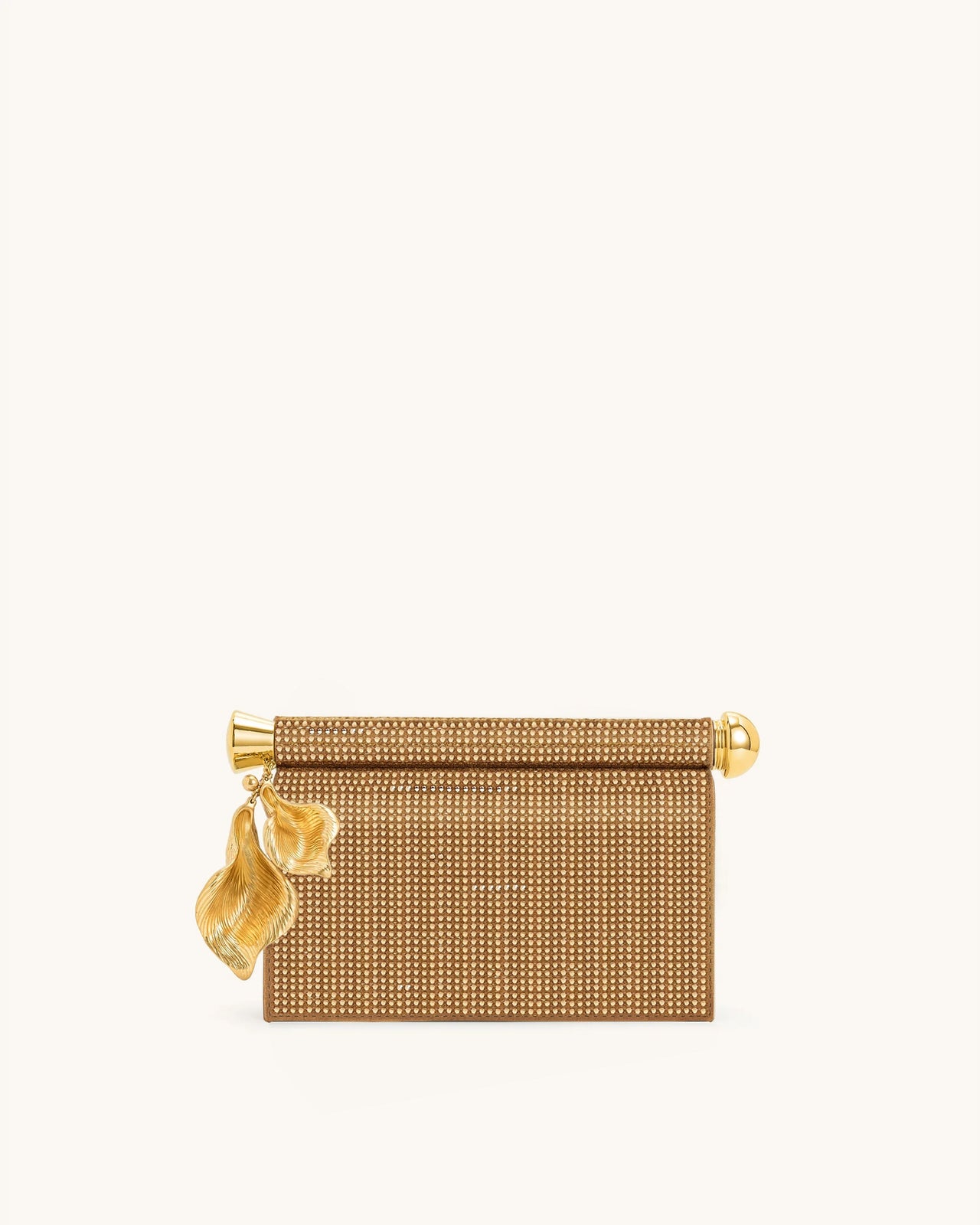 Holly Pochette con Cristalli Artificiali e Ciondolo in Metallo - Champagne