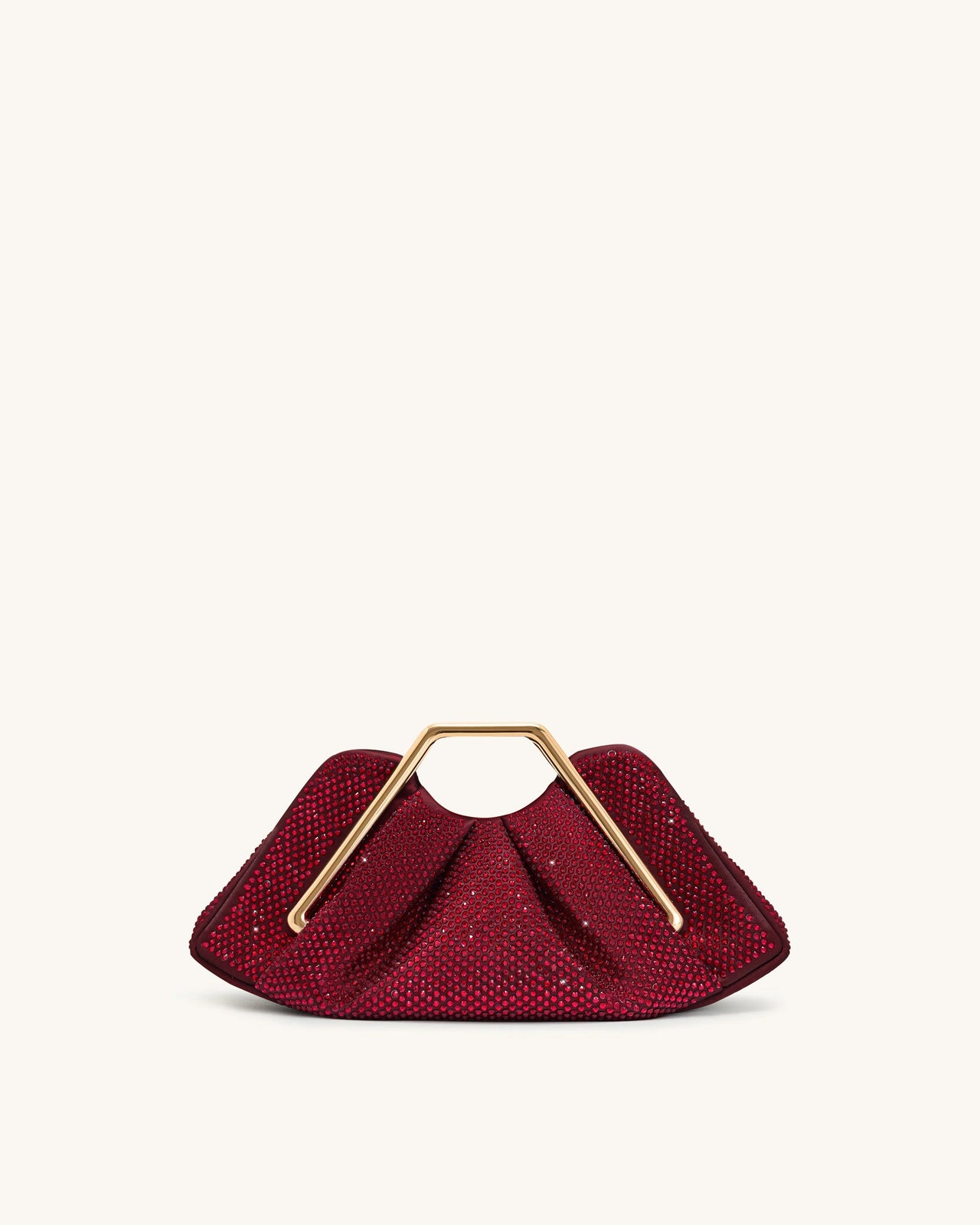 Lila Pochette con Struttura in Metallo e Cristalli Artificiali - Rosso