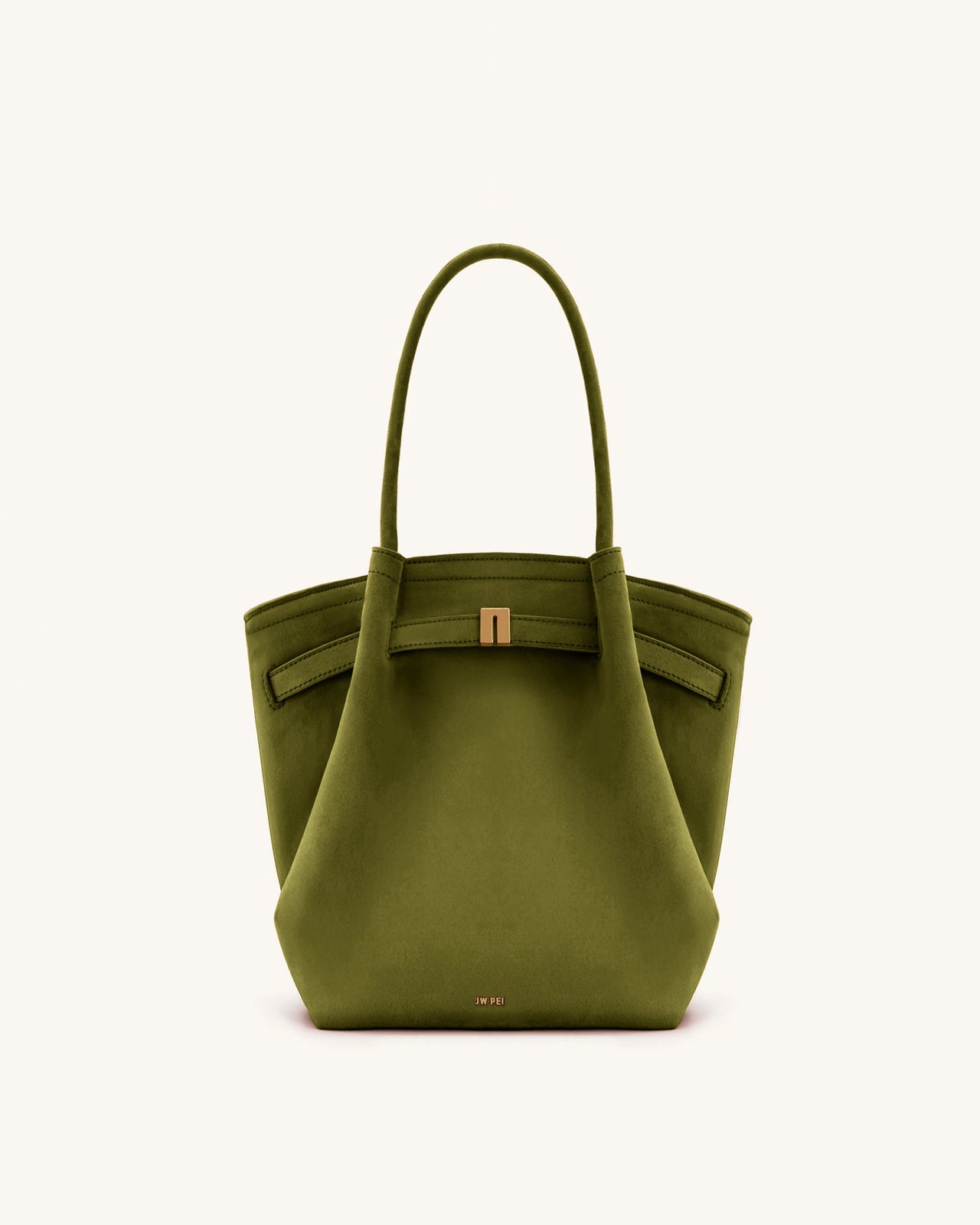Hana Borsa Tote a Colonna in Ecocamoscio - Verde Oliva