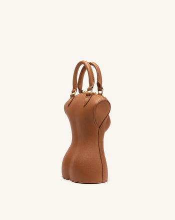 Tara Borsa con manico scultoreo - Marrone