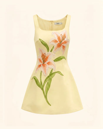 Lily Mini abito svasato senza maniche con stampa floreale - Giallo