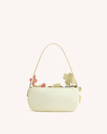Leona Borsa a spalla con perline - Bianco sporco