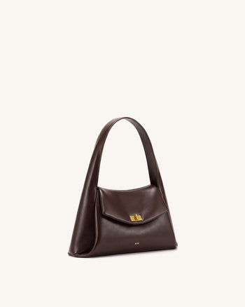 Carmen Borsa con patta e manico superiore - Marrone scuro