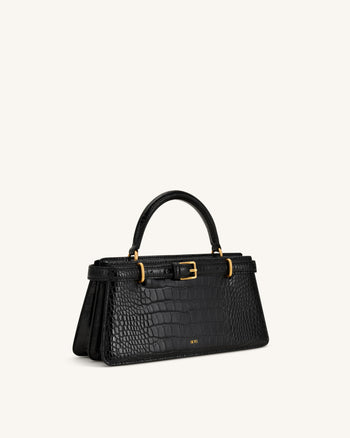 Elena Borsa Classica con Manico Superiore - Nero Coccodrillo