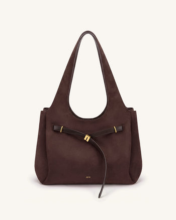 Hana Borsa tote in similpelle scamosciata con dettaglio cintura - Marrone scuro