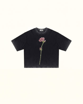 T-shirt The Enchanted con rosa in strass - Nero slavato