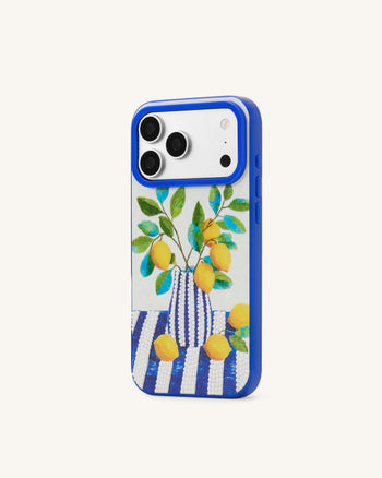 Custodia per telefono con arte vaso di limoni - Blu