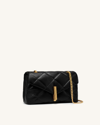 Valerie Borsa a spalla puffy con chiusura bar-lock - Nero