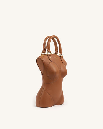 Tara Borsa con manico scultoreo - Marrone