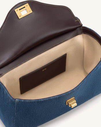 Lucia Borsa a spalla a busta con catena - Denim blu