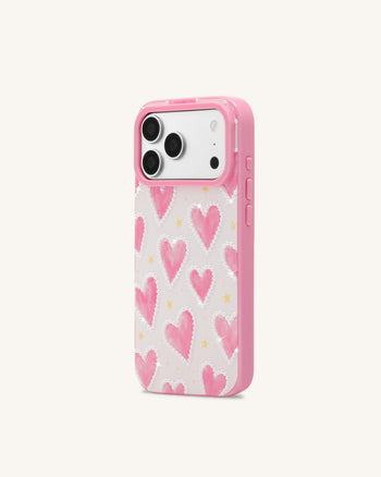 Cover per telefono con motivo a cuori rosa - Rosa
