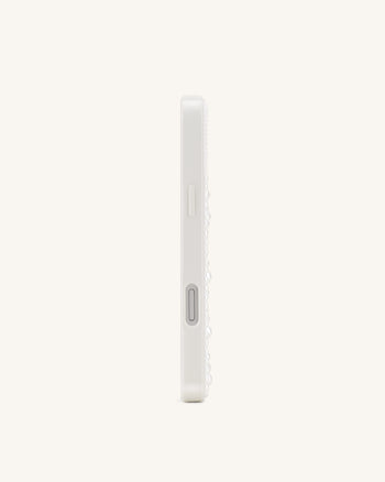 Cover per telefono con perle e corallo rosso - Bianco