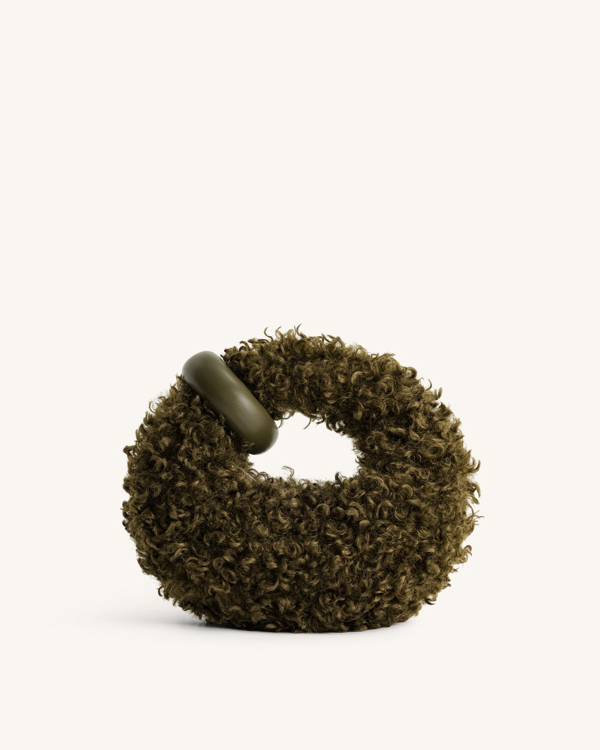Borsa mini con manico superiore in pelliccia sintetica Abacus - Verde oliva scuro