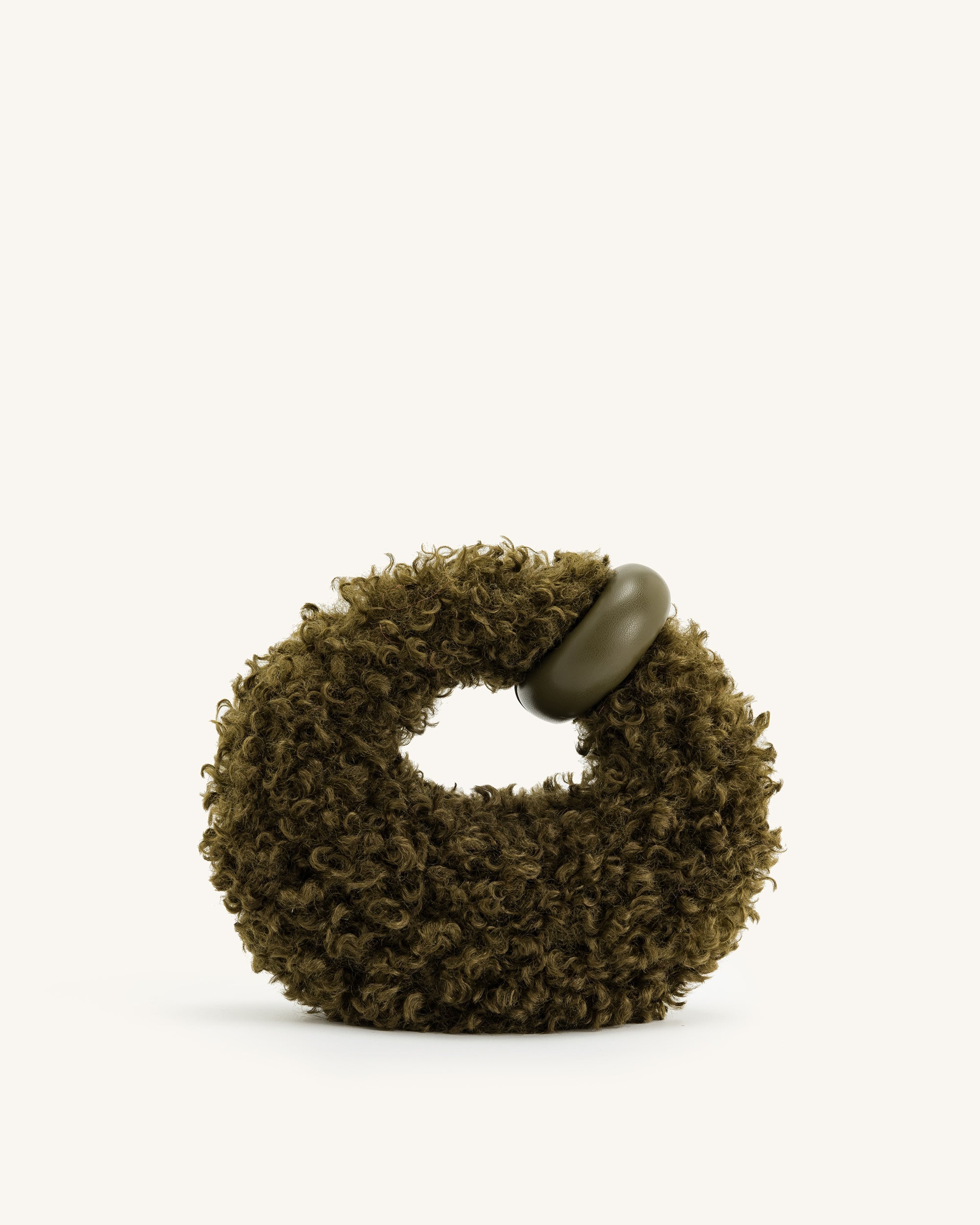 Borsa mini con manico superiore in pelliccia sintetica Abacus - Verde oliva scuro
